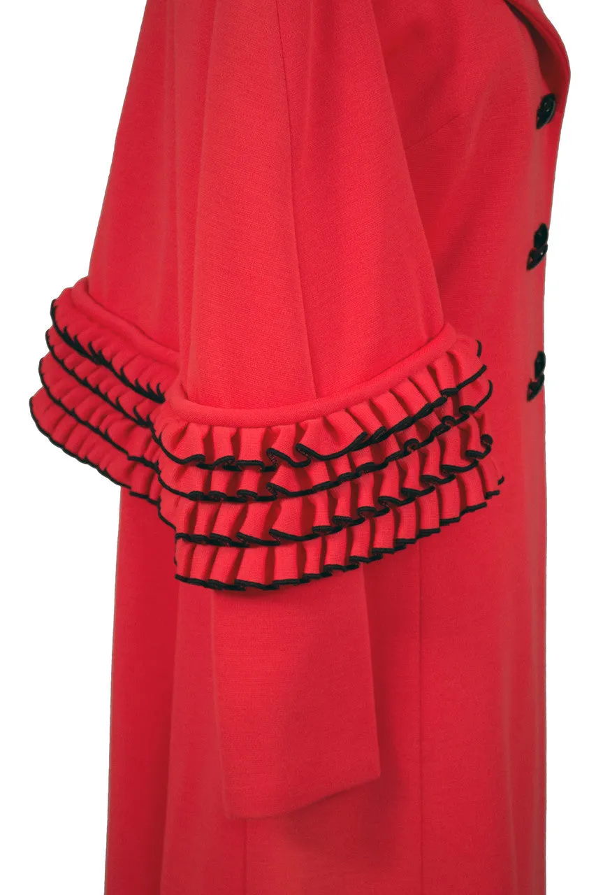 1960s Vintage Lilli Ann Cape Style Orange Red Knit Coat SOLD