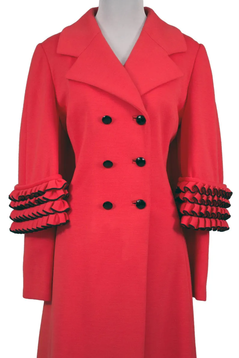 1960s Vintage Lilli Ann Cape Style Orange Red Knit Coat SOLD