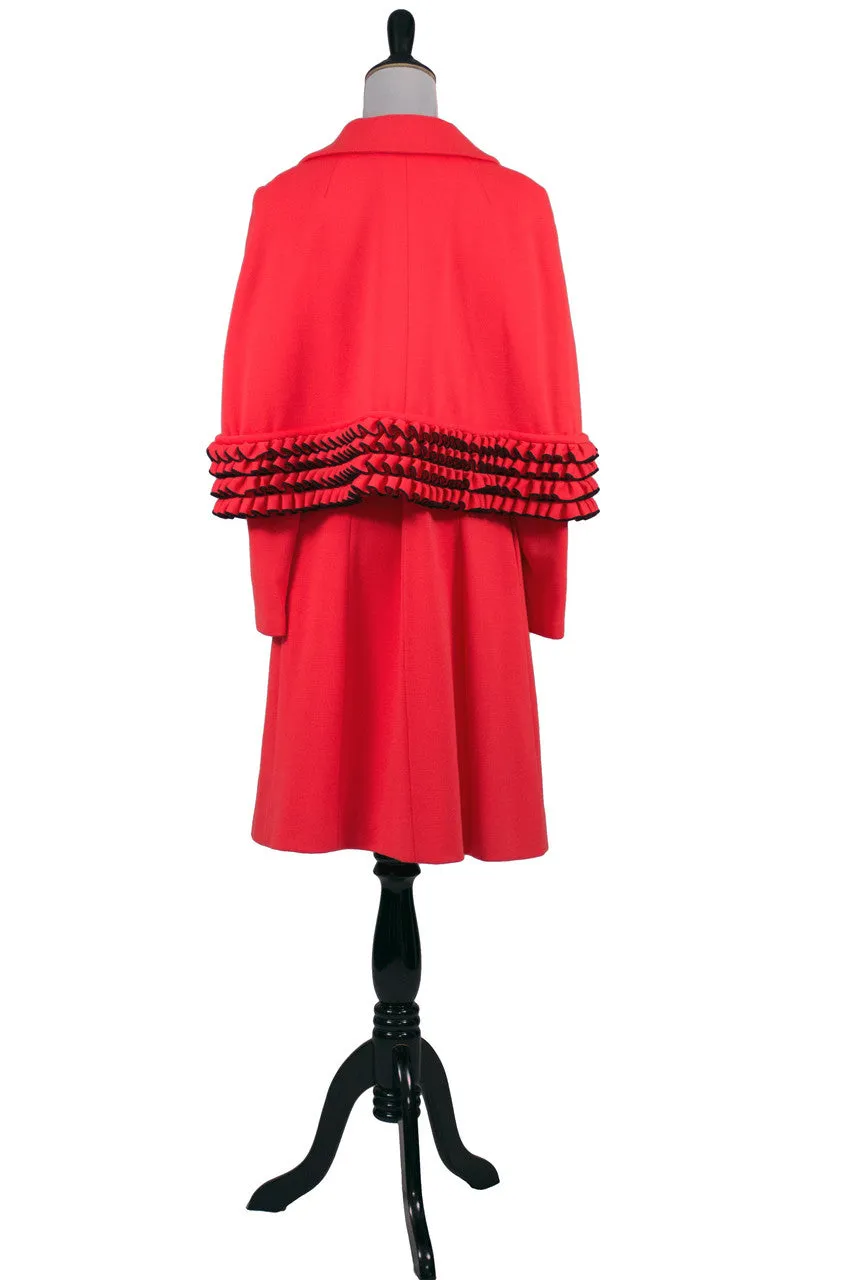 1960s Vintage Lilli Ann Cape Style Orange Red Knit Coat SOLD