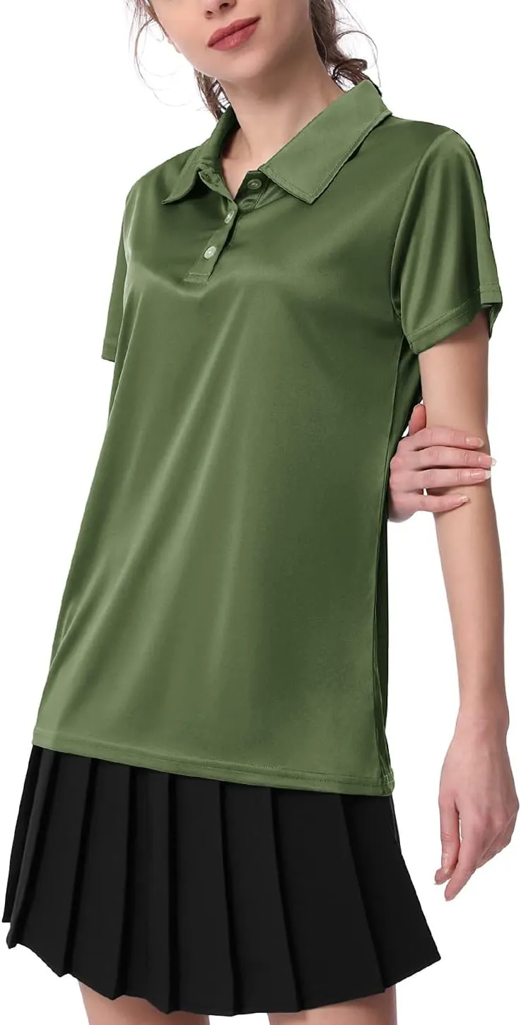 3-Pack Women's Short-Sleeve Sport Polo Shirts Quick Dry Moisture-Wicking Activewear Polos Tops for Work
