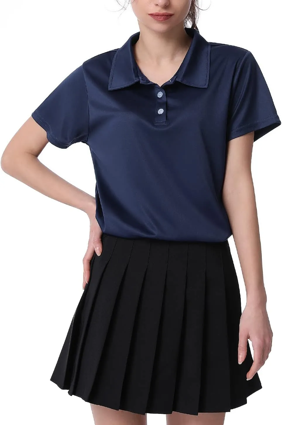 3-Pack Women's Short-Sleeve Sport Polo Shirts Quick Dry Moisture-Wicking Activewear Polos Tops for Work