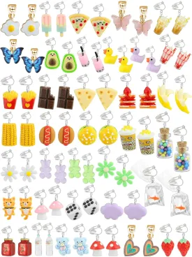 36 Pairs Weird Cute Earrings Fun Cool Mushroom Bear Flower Cat Funky Aesthetic Drop Dangle Earrings for Teen Girls Women Funny Jewelry Set