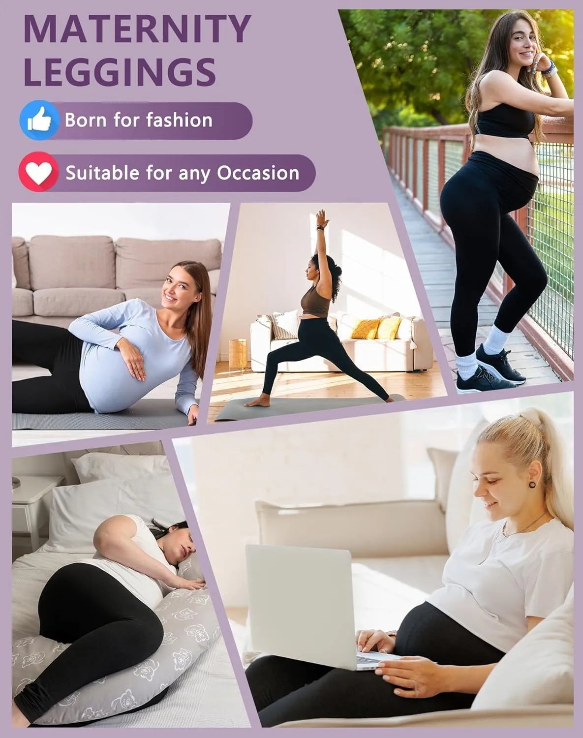 4 Pack Women's Maternity Leggings Over The Belly High Waisted Yoga Workout Pregnancy Pants Activewear for Women