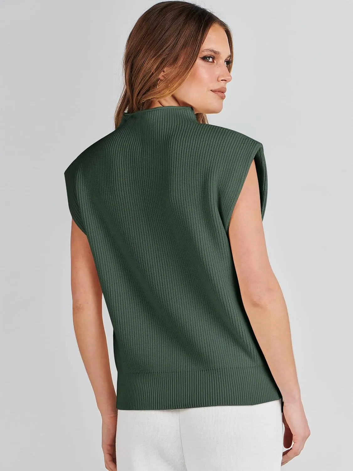ANRABESS Women's Mock Neck Sleeveless Sweater Vest Casual Cap Sleeve Knit Pullover Tank Tops 2025 Spring Summer Clothes