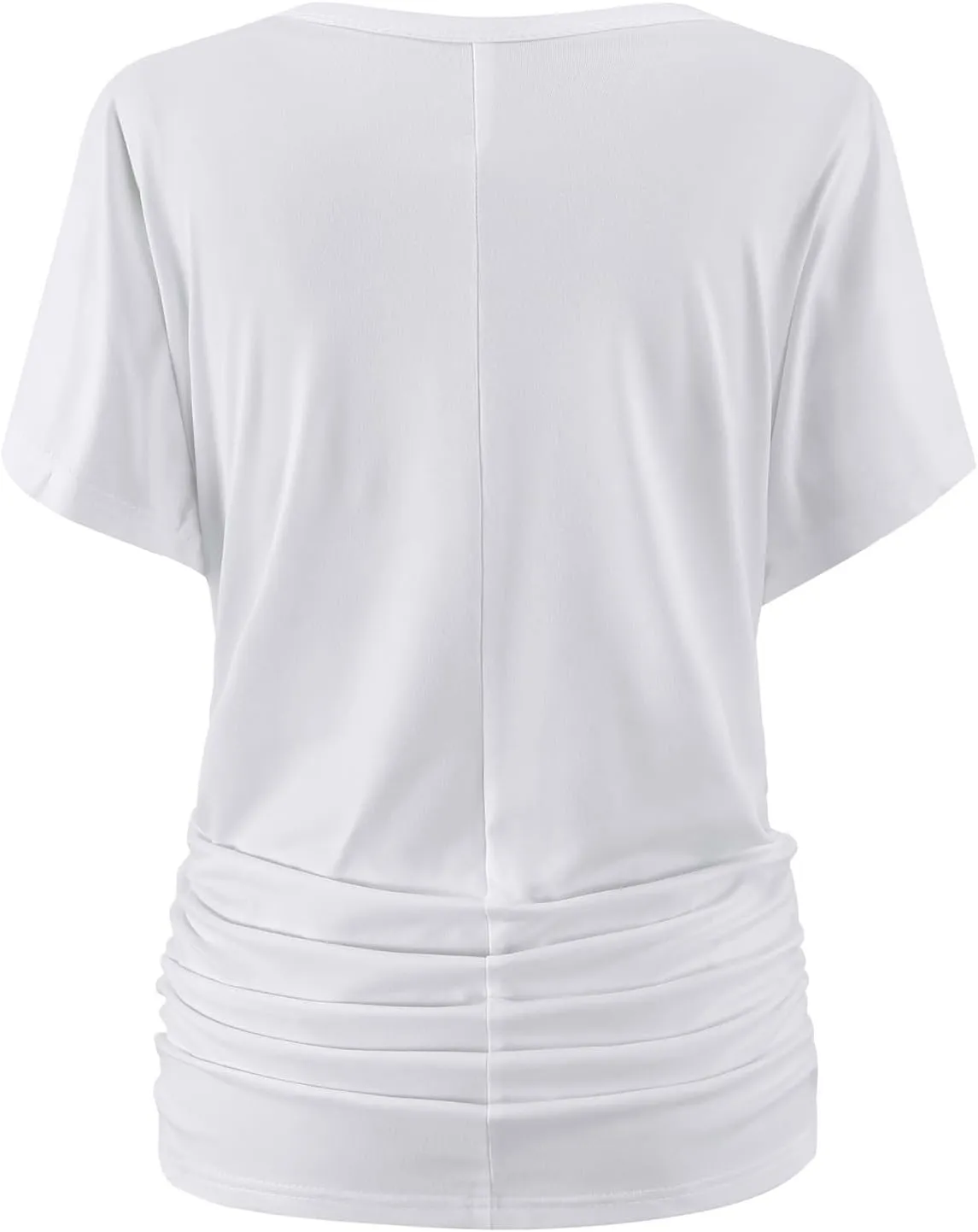 Batwing Tops for Women Ruched Summer Scoop Neck Dolman Top T Shirt with Side Shirring
