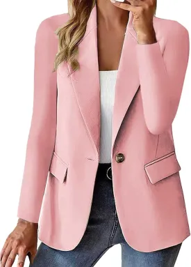 Blazers for Women Business Casual Blazers Open Front Long Sleeve Work Office Jackets Solid Button Lapel Blazer Suit