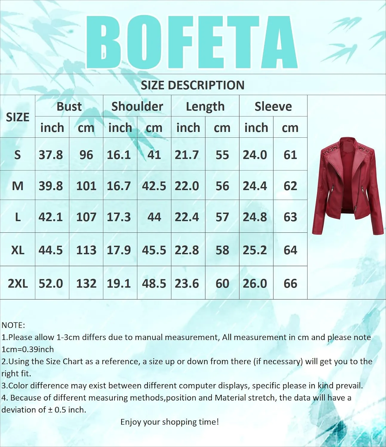 BOFETA Womens Faux Leather Long Sleeve Jackets Quilted Moto Outwear Slim Lapel Coats