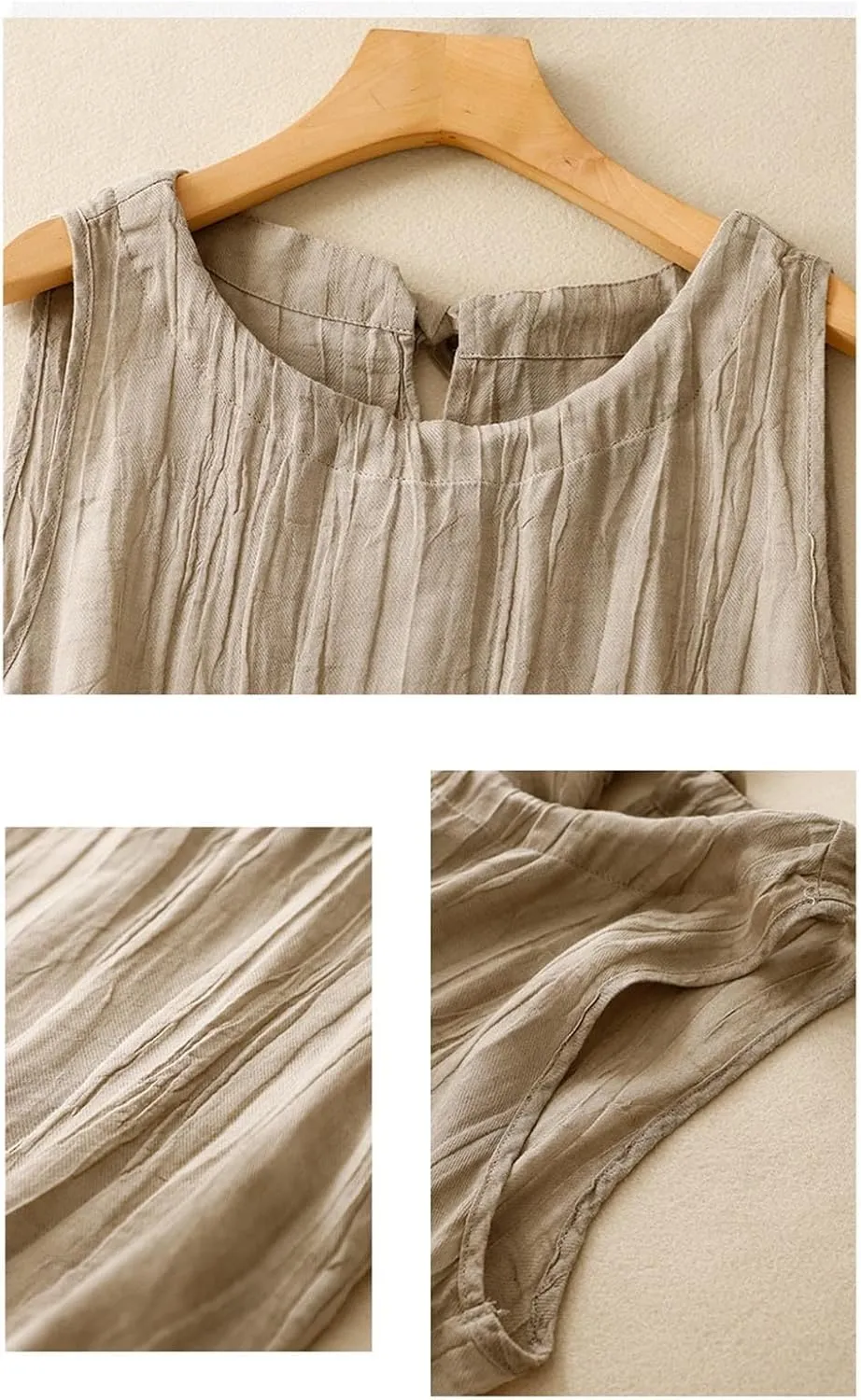Cotton Linen Tank Tops for Women Loose Fit Sleeveless Button Tee Shirts Summer Casual Flowy Blouses Gauze Tunic Tops