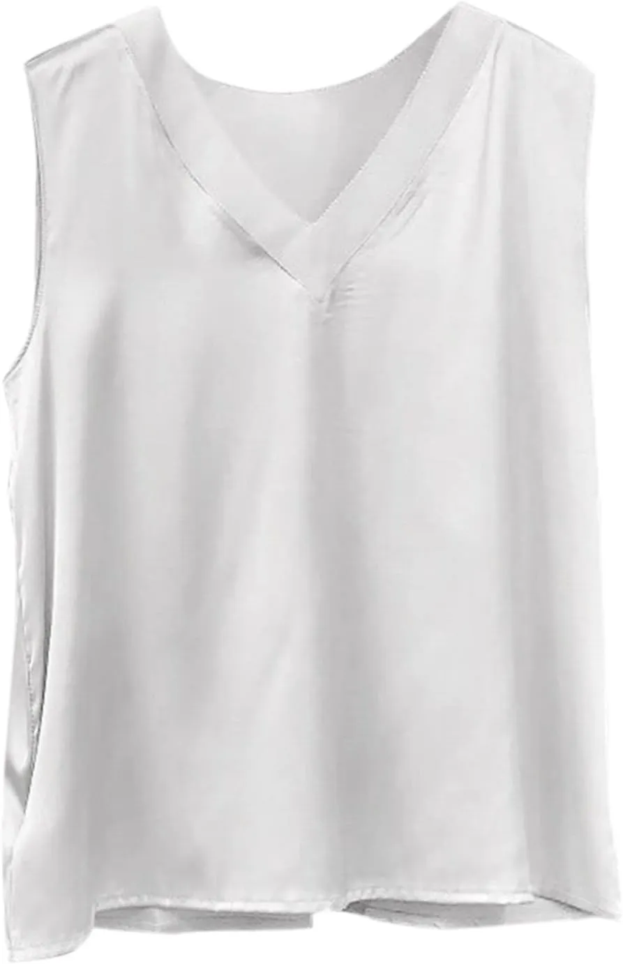 Cotton Tank Top Women Women's Camisole Glossy Satin Sleeveless V Neck Lace Toggle Womens Summer Cami Tops