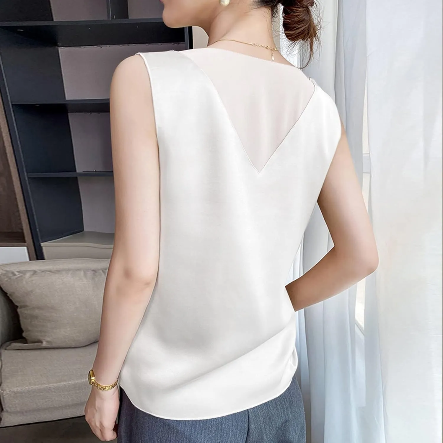 Cotton Tank Top Women Women's Camisole Glossy Satin Sleeveless V Neck Lace Toggle Womens Summer Cami Tops