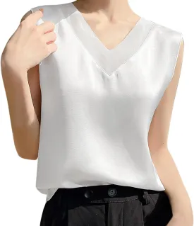 Cotton Tank Top Women Women's Camisole Glossy Satin Sleeveless V Neck Lace Toggle Womens Summer Cami Tops
