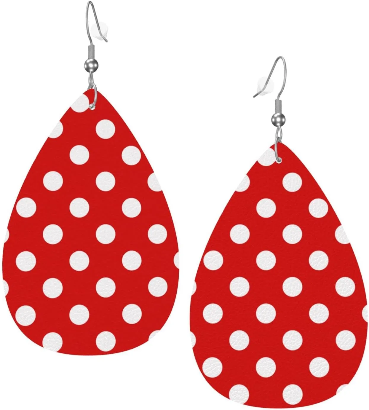Faux Leather Earrings Rose Gold Polka Dots Teardrop Dangle Earrings For Women Girls