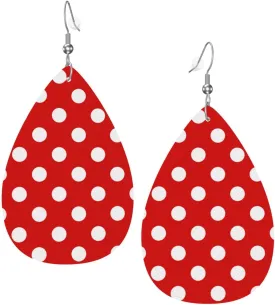 Faux Leather Earrings Rose Gold Polka Dots Teardrop Dangle Earrings For Women Girls