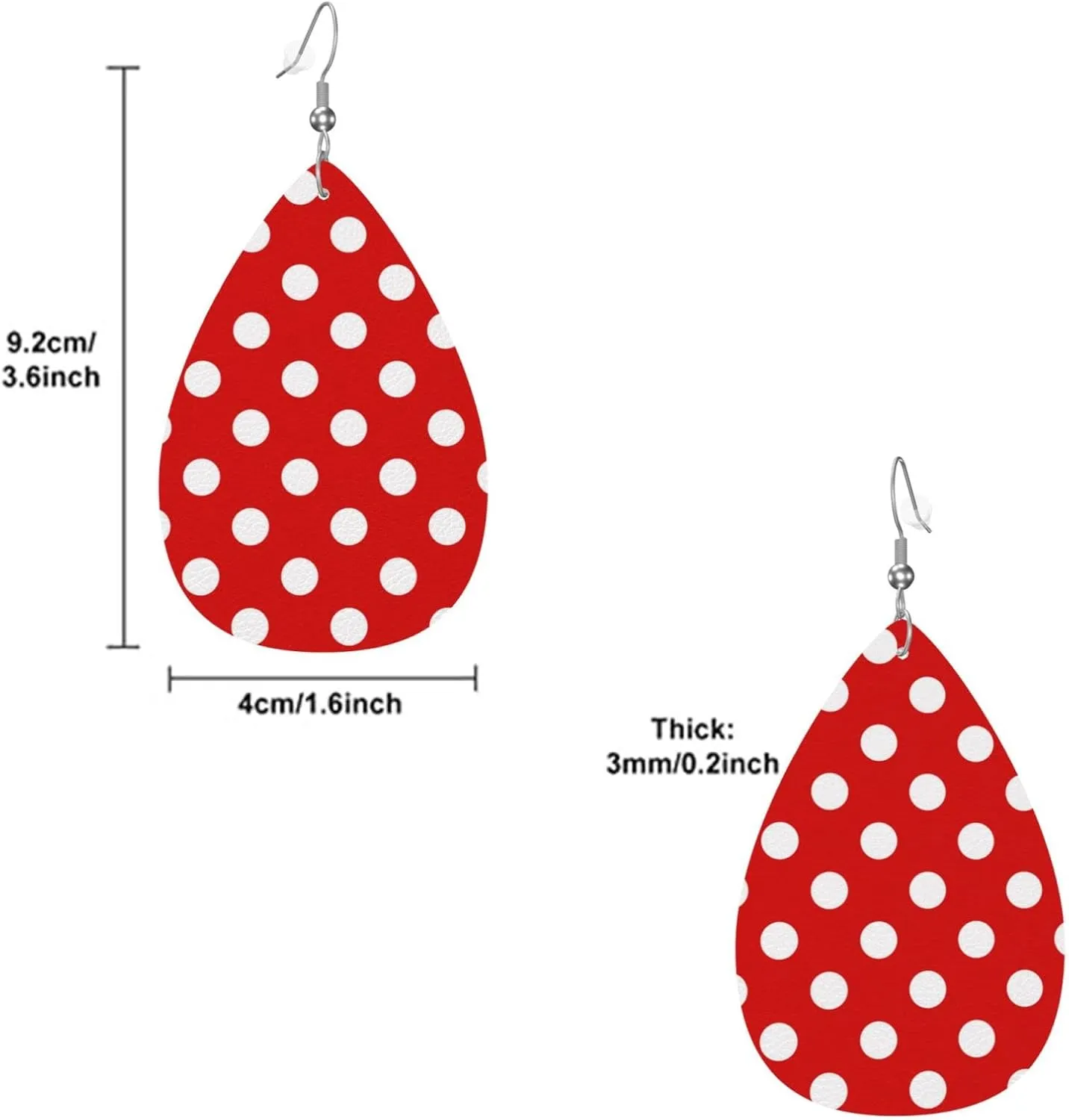 Faux Leather Earrings Rose Gold Polka Dots Teardrop Dangle Earrings For Women Girls