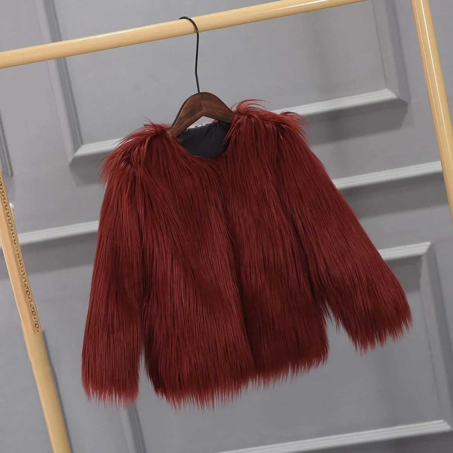 Girls Faux-Fu Jacket Coat Toddler Baby Kids Autumn Winter Thicken Warm Fashion Cool Fuzzy Outwear