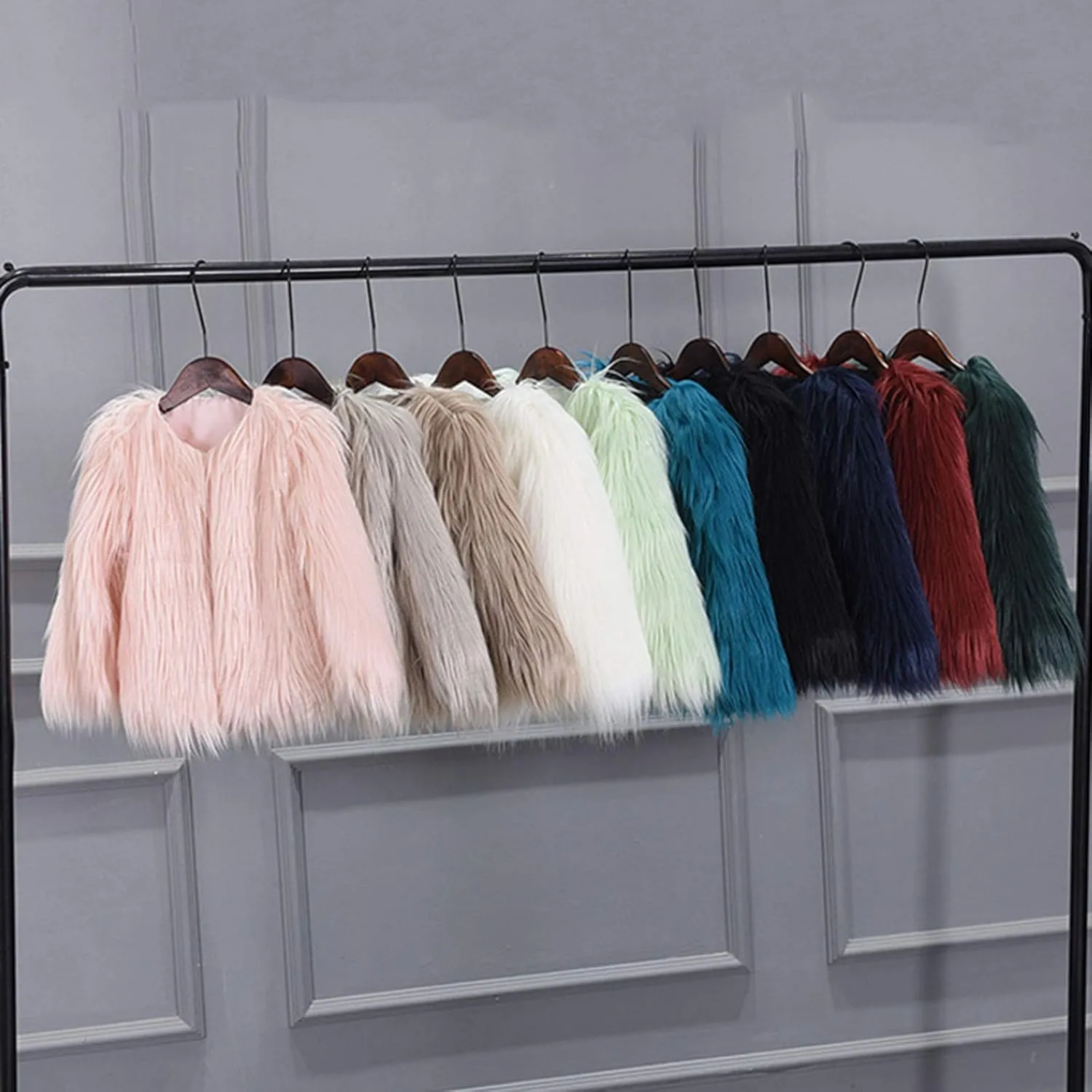 Girls Faux-Fu Jacket Coat Toddler Baby Kids Autumn Winter Thicken Warm Fashion Cool Fuzzy Outwear