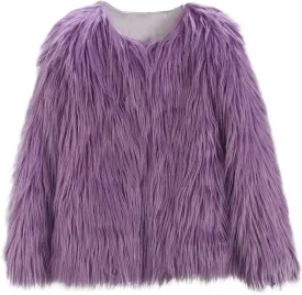Girls Faux-Fu Jacket Coat Toddler Baby Kids Autumn Winter Thicken Warm Fashion Cool Fuzzy Outwear