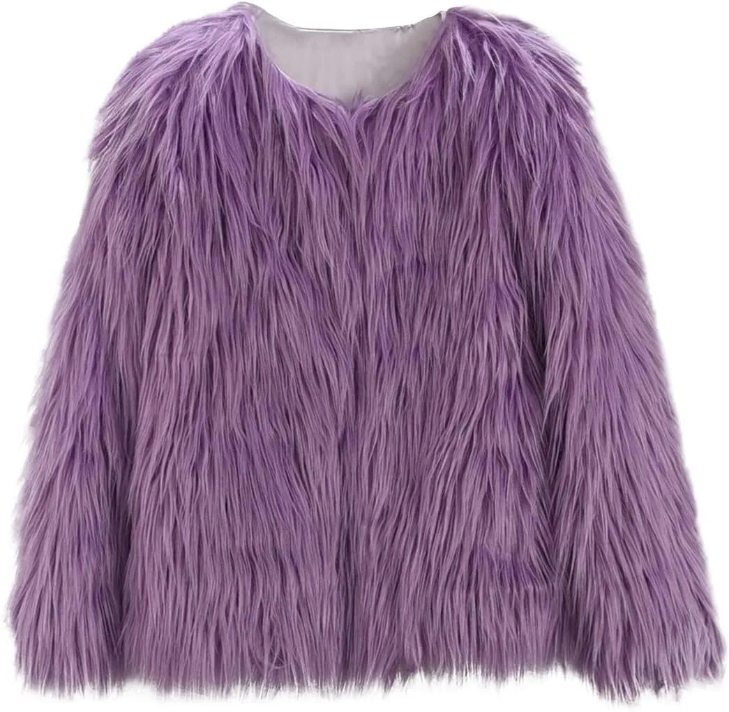 Girls Faux-Fu Jacket Coat Toddler Baby Kids Autumn Winter Thicken Warm Fashion Cool Fuzzy Outwear