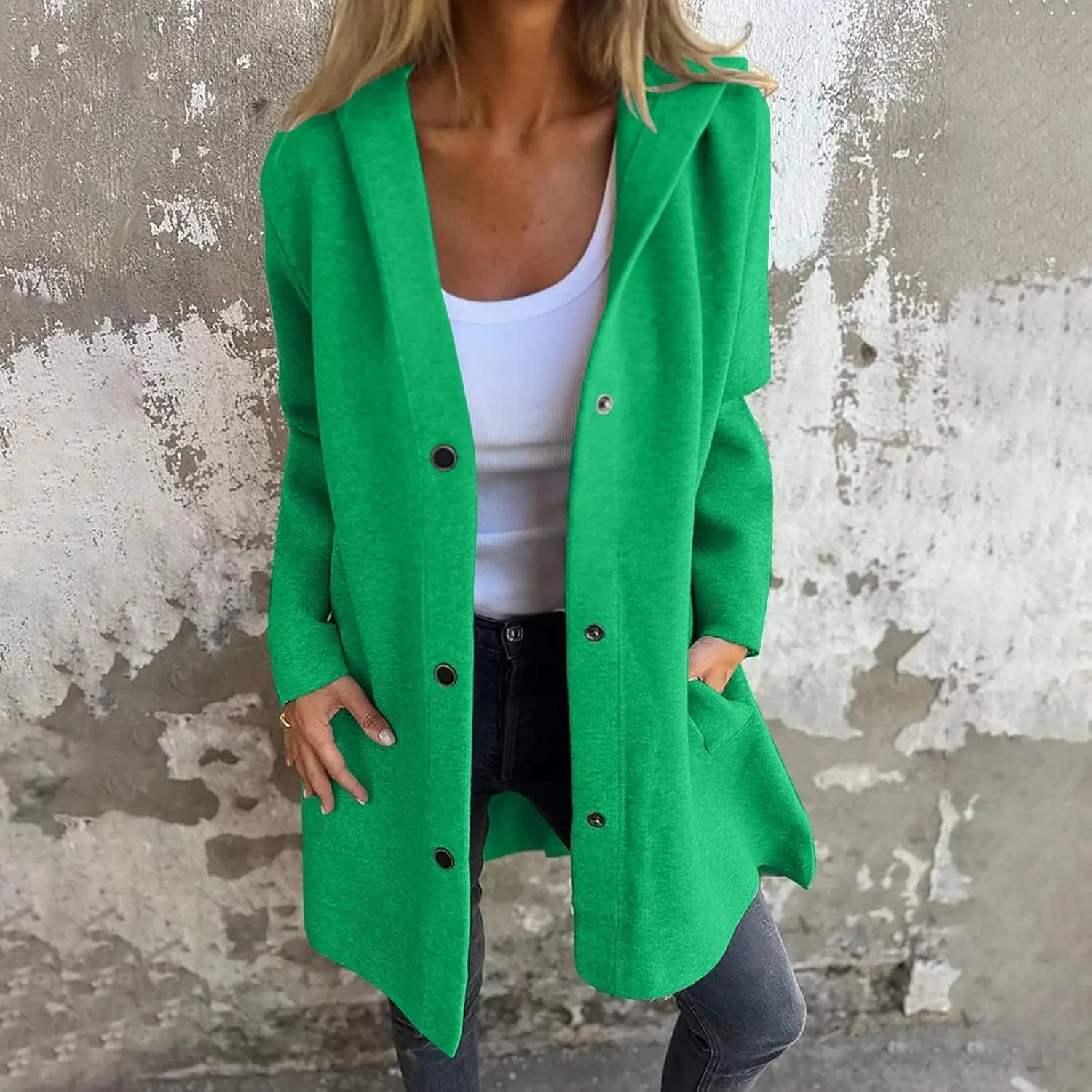 Jackets for Women Casual Single Breasted Hooded Jacket Long Sleeve Trench Coat 2024 Trendy Quilted Shackets