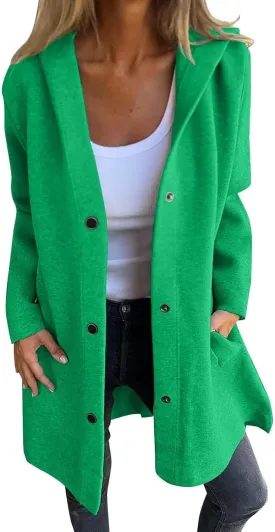 Jackets for Women Casual Single Breasted Hooded Jacket Long Sleeve Trench Coat 2024 Trendy Quilted Shackets