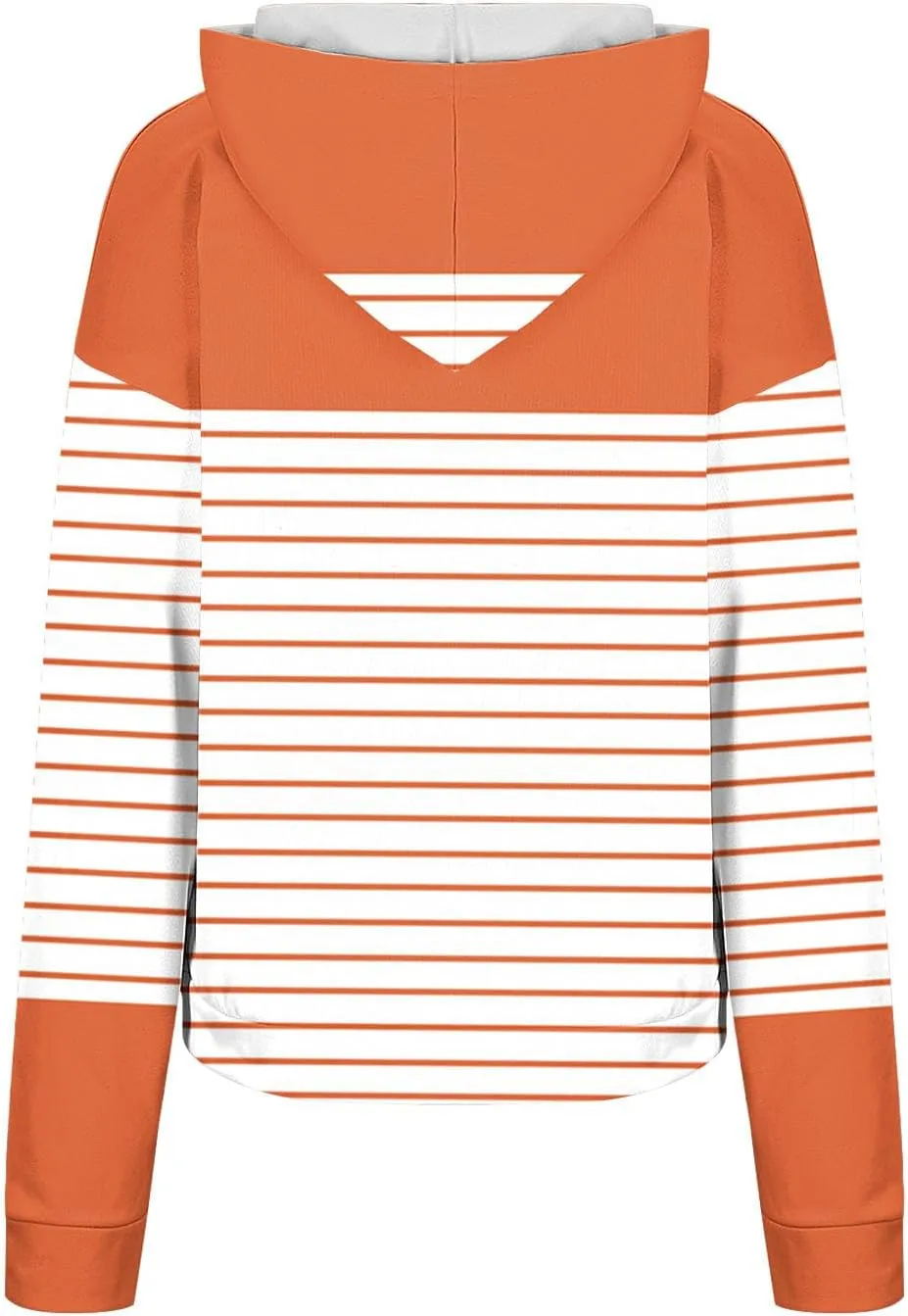 Ladies Stripes Hoodie Women Color Block Hoody Shirt Sweatshirt V Neck Sweater Top with Buttons Long Sleeve Pullover
