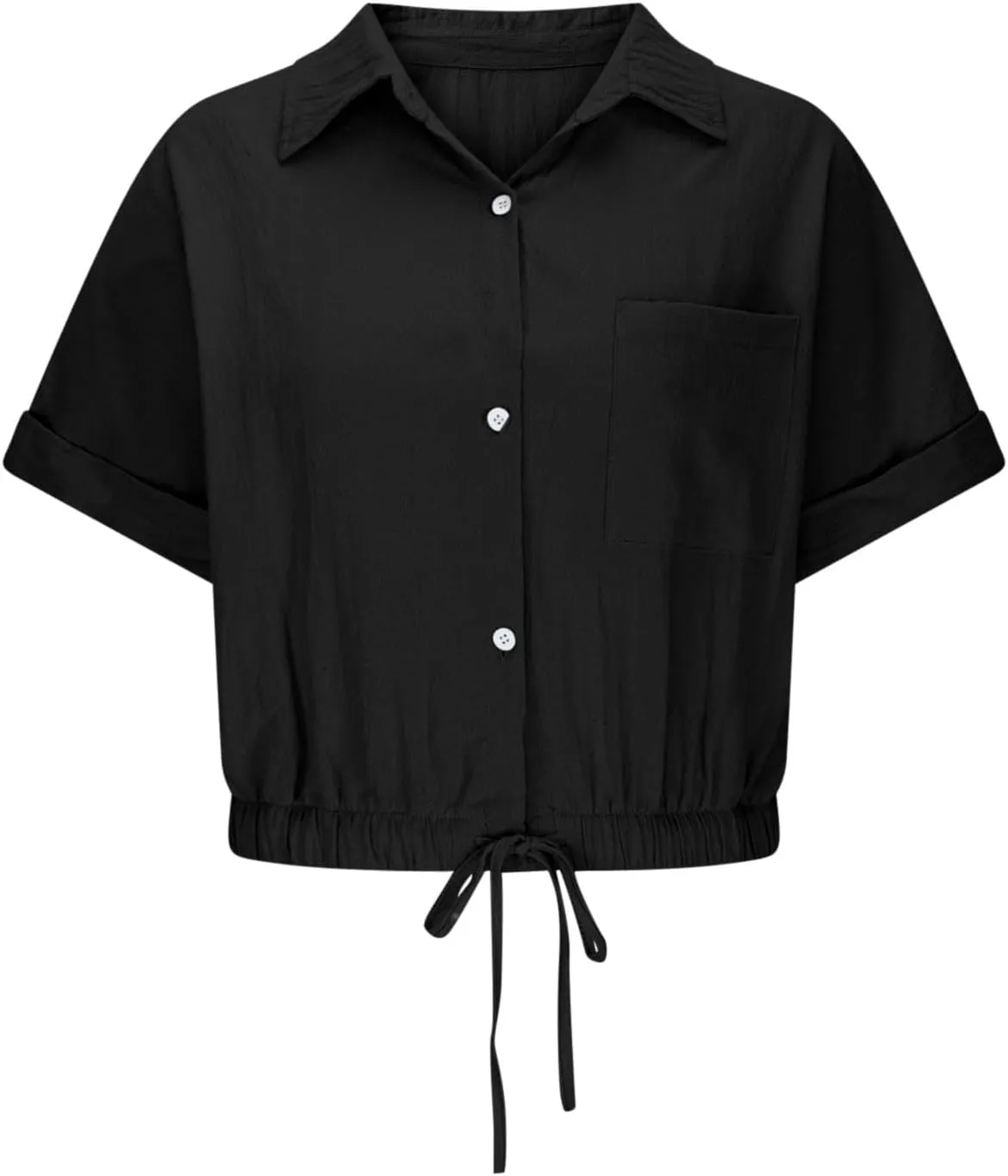 Linen Shirts for Women Casual Sexy Crop Tops Short Sleeve Button Down Blouses V Neck Loose Fit Trendy Tees Shirt