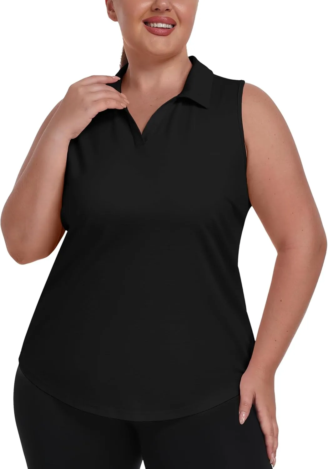 MoFiz Women's Plus Size Golf Polo Shirts Loose Fit Short Sleeve V-Neck Tennis Workouts Tops, XL-5XL
