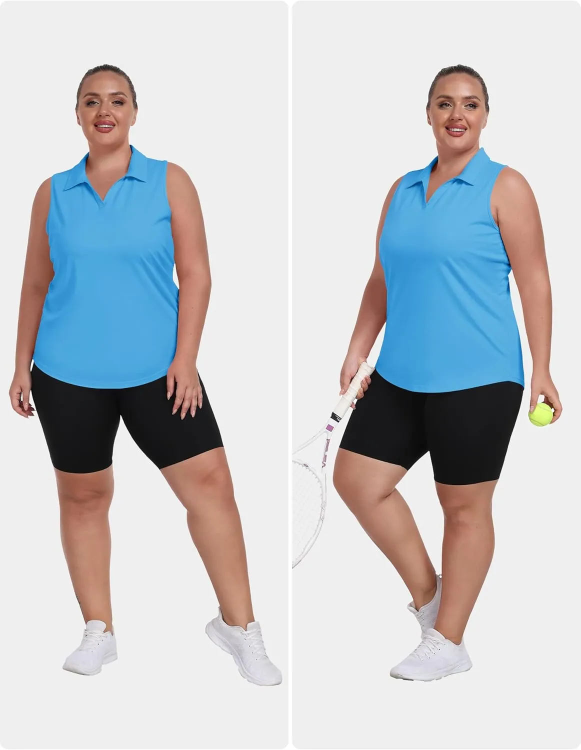 MoFiz Women's Plus Size Golf Polo Shirts Loose Fit Short Sleeve V-Neck Tennis Workouts Tops, XL-5XL