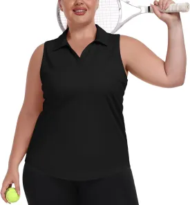 MoFiz Women's Plus Size Golf Polo Shirts Loose Fit Short Sleeve V-Neck Tennis Workouts Tops, XL-5XL