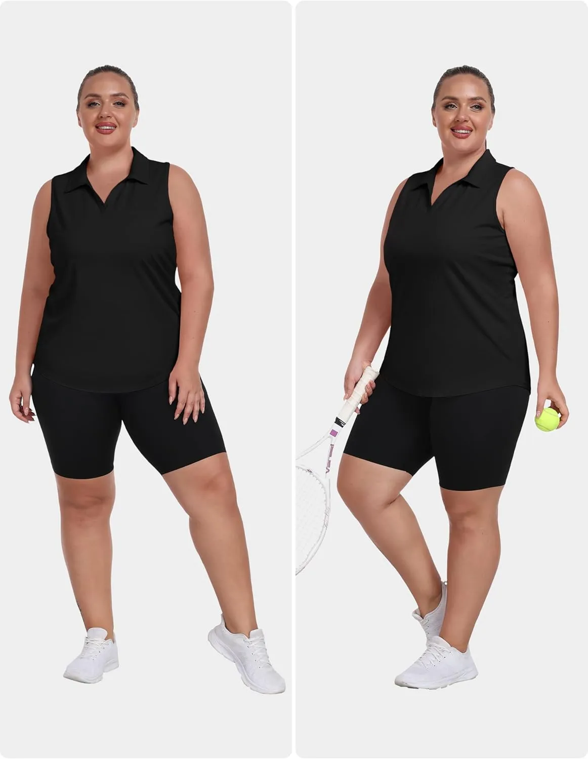 MoFiz Women's Plus Size Golf Polo Shirts Loose Fit Short Sleeve V-Neck Tennis Workouts Tops, XL-5XL