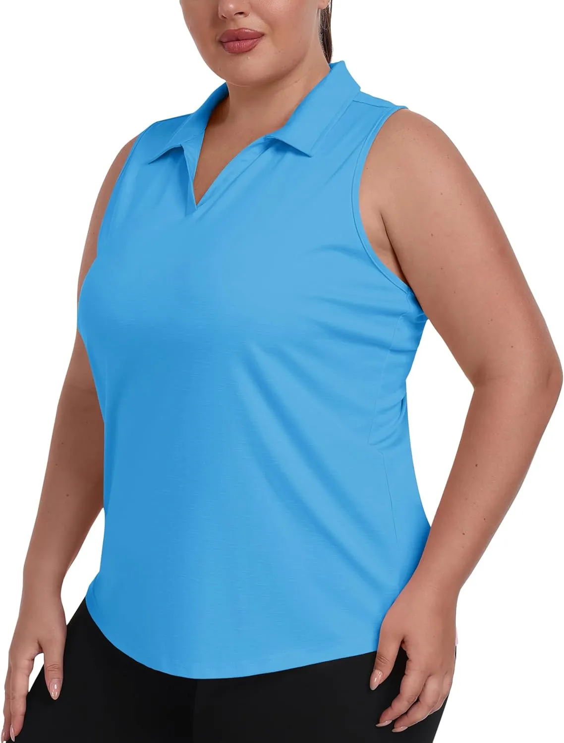 MoFiz Women's Plus Size Golf Polo Shirts Loose Fit Short Sleeve V-Neck Tennis Workouts Tops, XL-5XL
