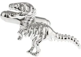 MRCUFF Dinosaur Tyrannosaurus Rex Skeleton Fossil Pair of Cufflinks in a Presentation Gift Box & Polish Cloth