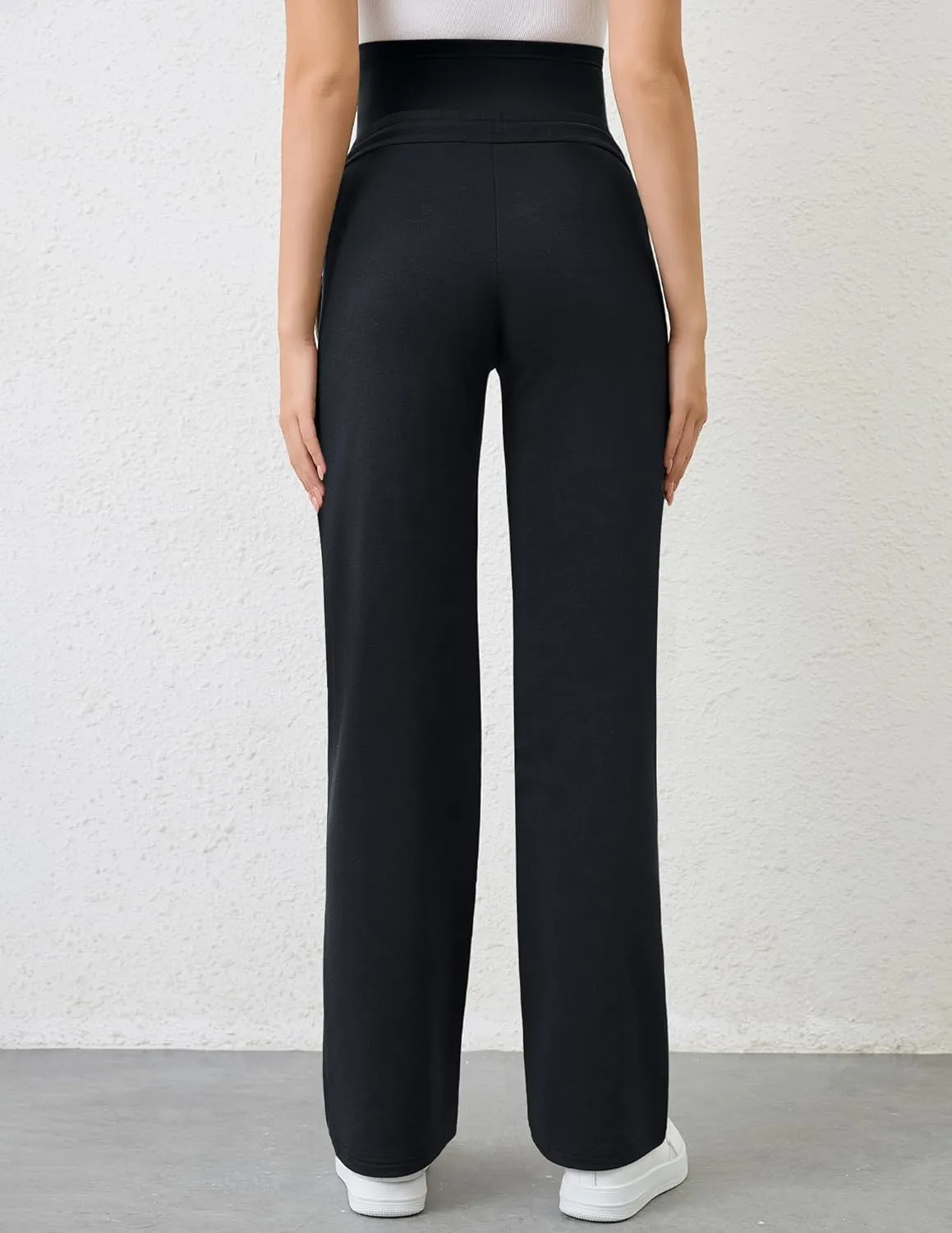 PACBREEZE Women's Maternity Pants Straight Leg Over Belly Casual Comfy Activewear Pregnancy Pants with Drawstrings