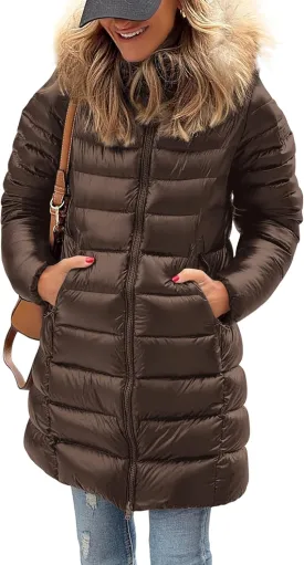 PRETTYGARDEN Women's Long Winter Puffer Coats Hooded Zip Up Thickened Parka Down Jackets Trendy Fashion Warm Outerwear
