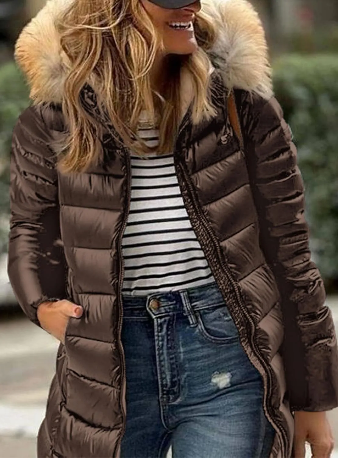 PRETTYGARDEN Women's Long Winter Puffer Coats Hooded Zip Up Thickened Parka Down Jackets Trendy Fashion Warm Outerwear