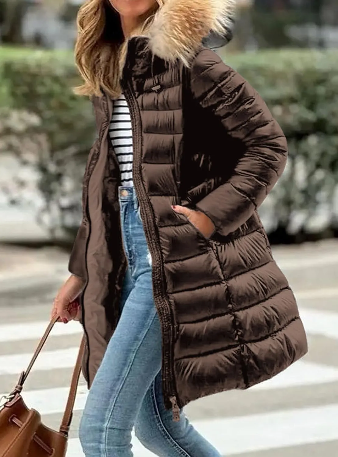 PRETTYGARDEN Women's Long Winter Puffer Coats Hooded Zip Up Thickened Parka Down Jackets Trendy Fashion Warm Outerwear