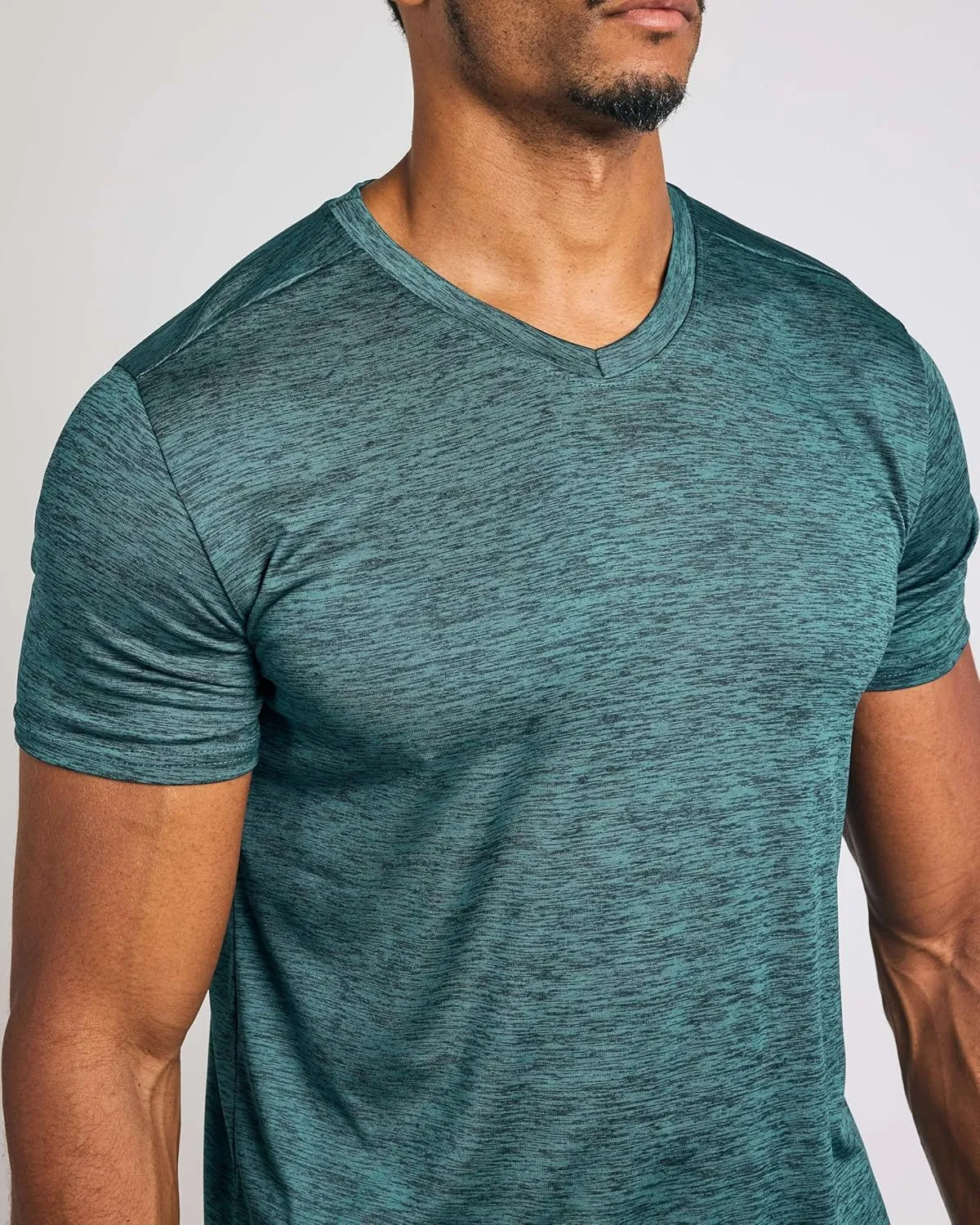 Real Essentials 5 Pack: Mens V-Neck Dry-Fit Moisture Wicking Active Athletic Tech Performance T-Shirt
