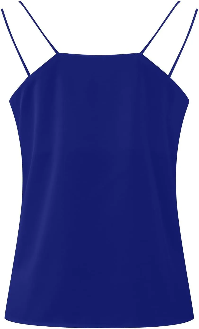 Satin V Neck Camisole Top Women's Sleeveless Luxurious Summer Party Wear Glossy Layered Tank Shirt Vest