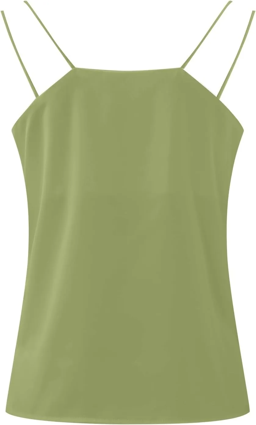 Satin V Neck Camisole Top Women's Sleeveless Luxurious Summer Party Wear Glossy Layered Tank Shirt Vest