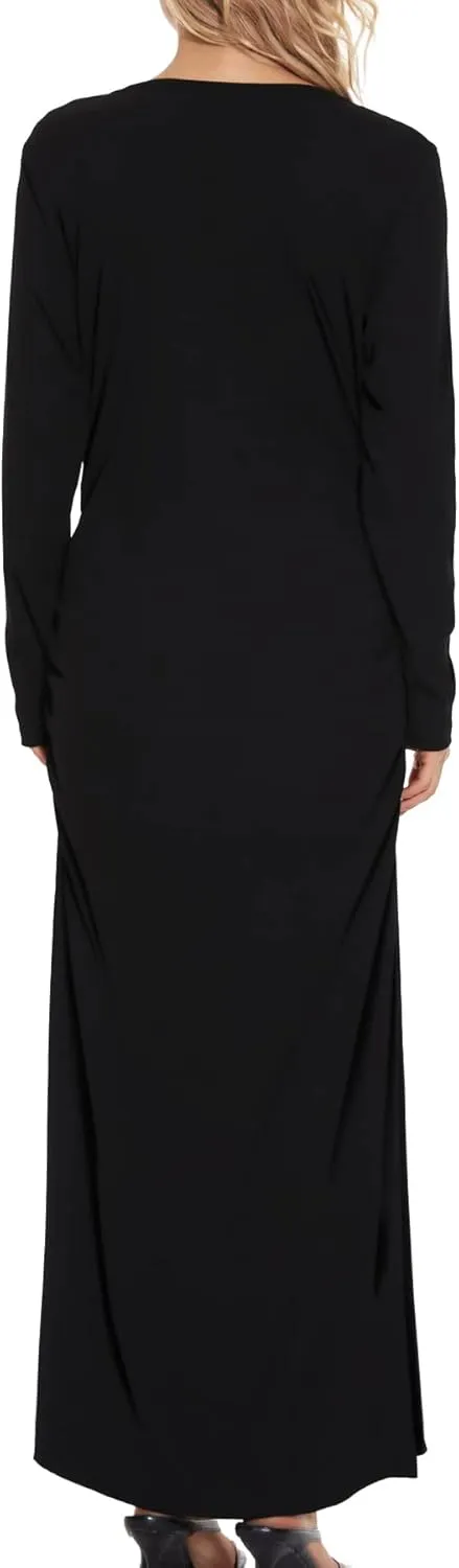 Smallshow Women's Split Maternity Dress Long Sleeve Ruched Pregnancy Clothes