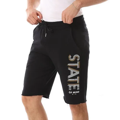 Stylish Printed Men's Shorts - Comfortable and Trendy - Black
