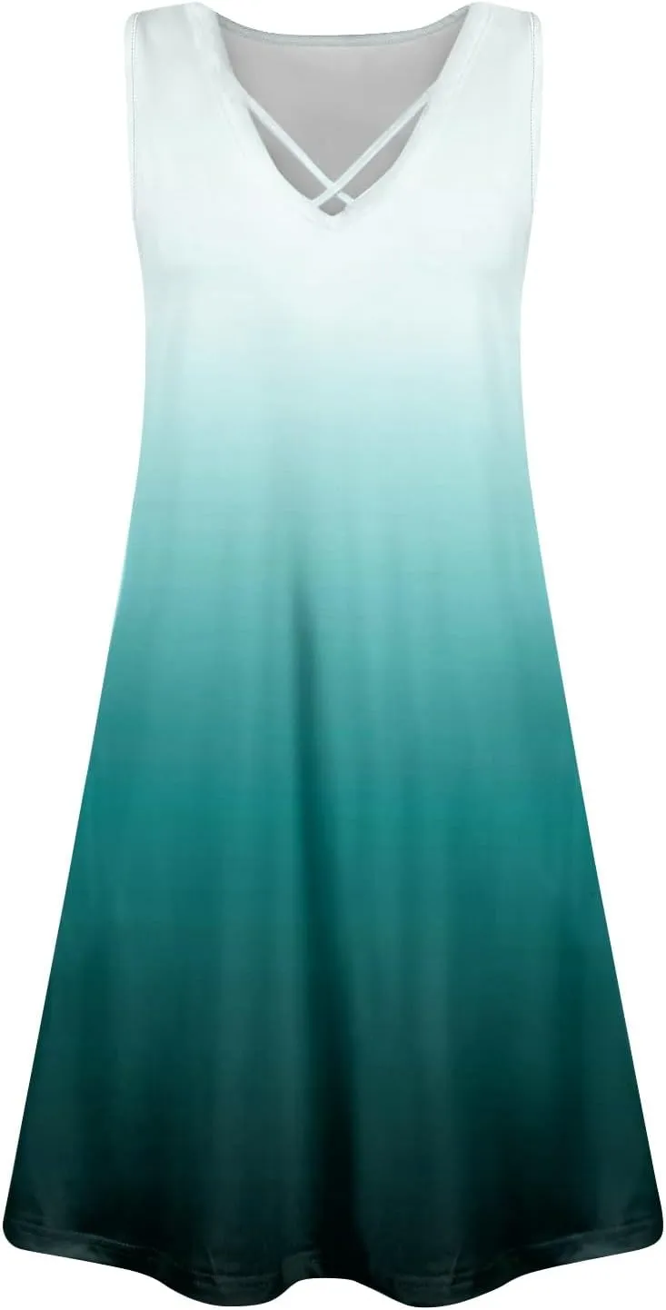 Summer Dresses for Women 2025 Beach Vacation Spring Clothes Sleeveless V Neck Loose Sundresses