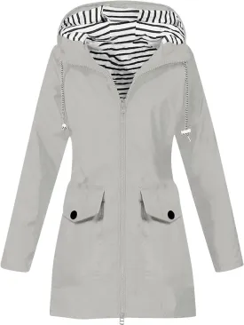 TANGNADE Raincoat for Women Waterproof with Hood Packable Long Hooded Trench Coats Windbreaker Travel Jacket