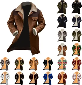 Vintage Suede Pocket Plush Reversed Collar Mens Winter Warm Outdoor Jacket Western Jackets For Men Suede Jacket