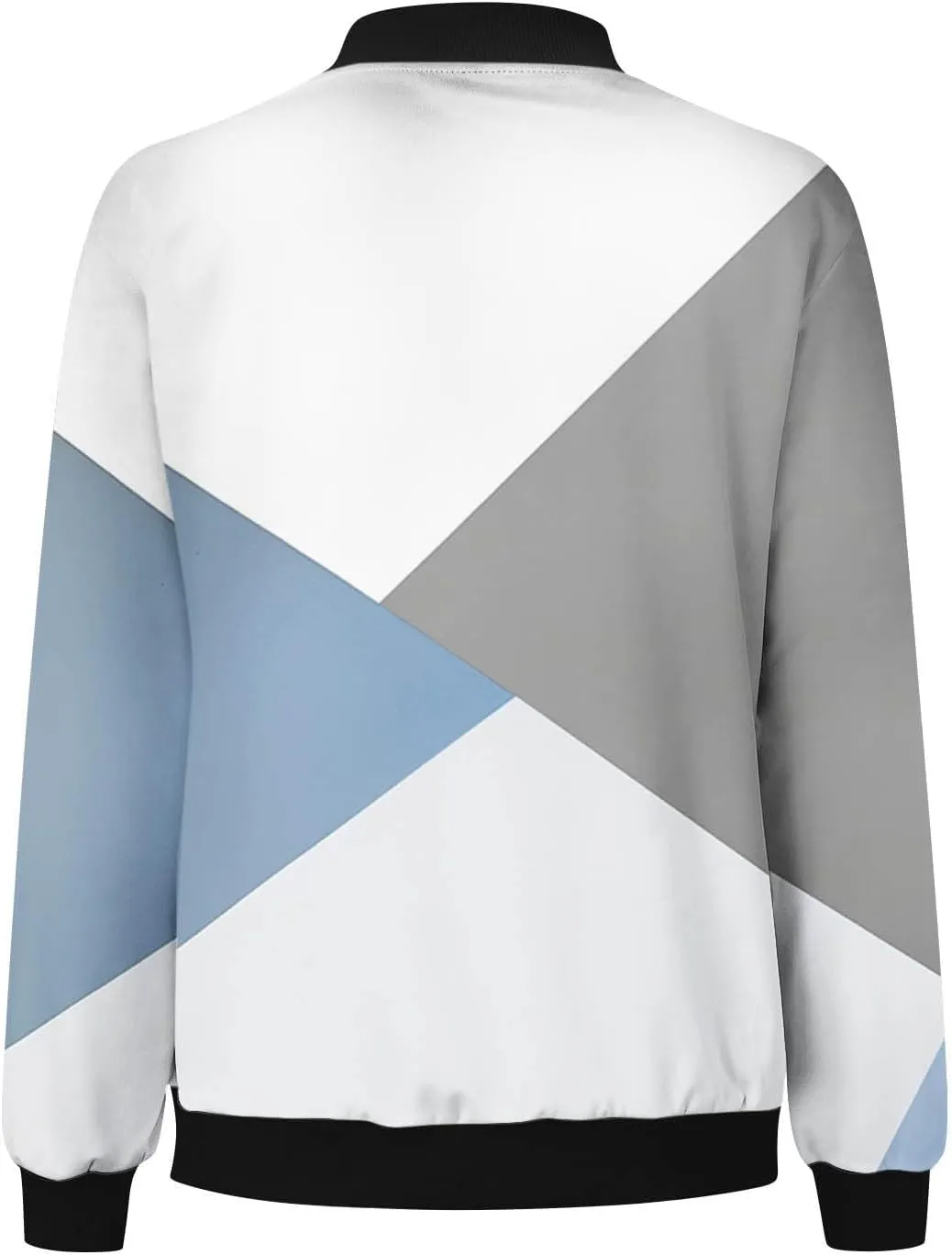 Women's Bomber Jacket Zip Up Long Sleeve Windbreaker Casual Color Block Lightweight Jackets Coats Outwear with Pockets