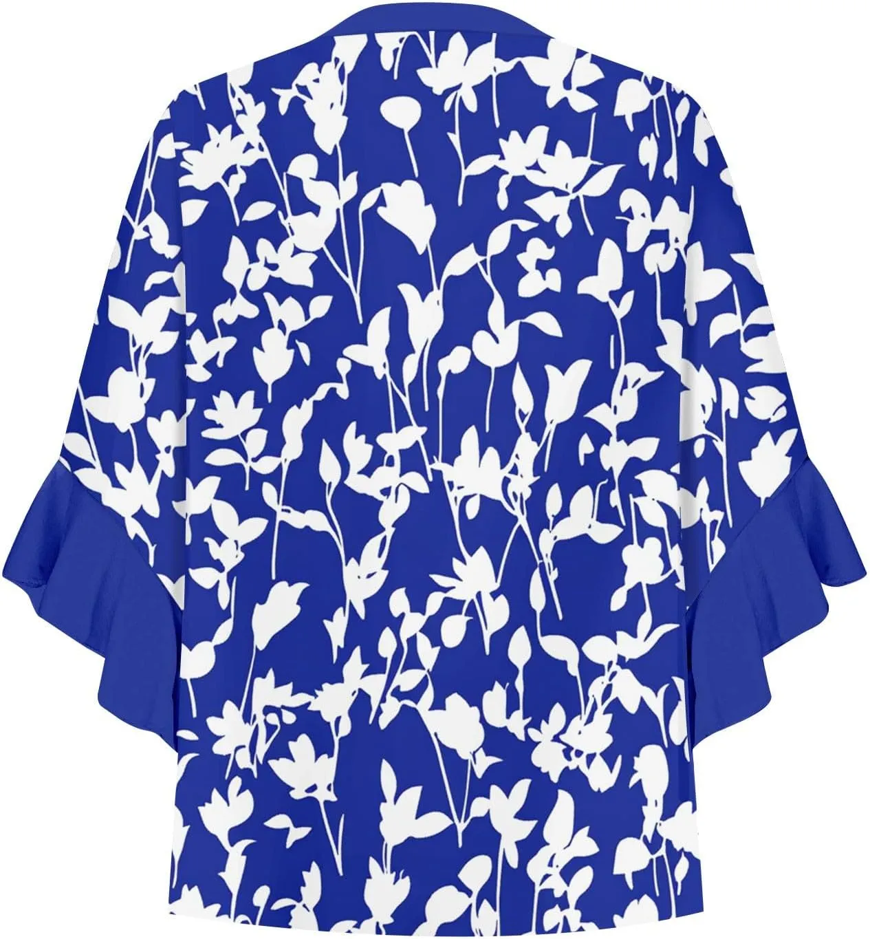 Women's Clothing 3/4 Ruffle Sleeves V Neck Tops Trendy Vintage Floral Boho Blouses Button Tunic Vacation Tee Shirts