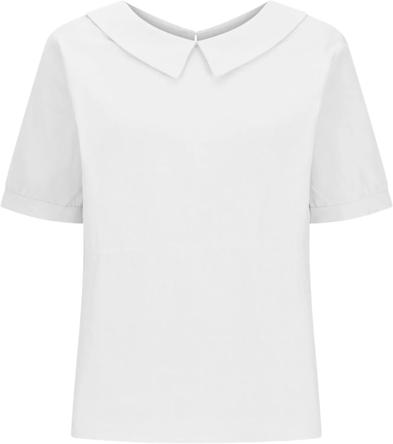 Women's Cotton Shirts Cute Peter Pan Collar Blouse Women Summer Cotton Tops Puff Sleeve Casual Cotton Tunic Tops