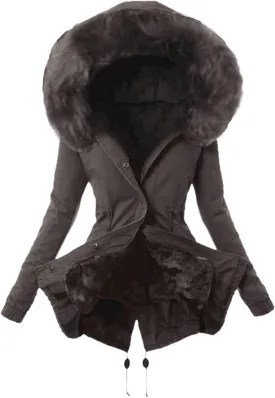 Womens Hooded Jacket Ladies Coat Womens Winter Warm Thick Long Jacket Hooded Overcoat