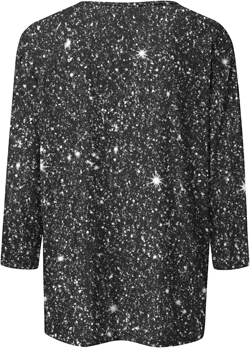 Women's Sequin Tops 3/4 Sleeves Glitter Dressy Blouses Round Neck Sparkly Tops for Party, Evening, Cocktail
