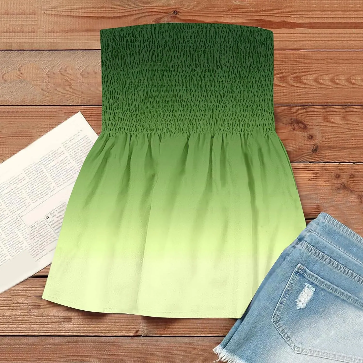Womens Tube Tops Strapless Striped Tanks Backless Sexy Casual Bandeau Sleeveless Shirts Off Shoulder Floral Blouses